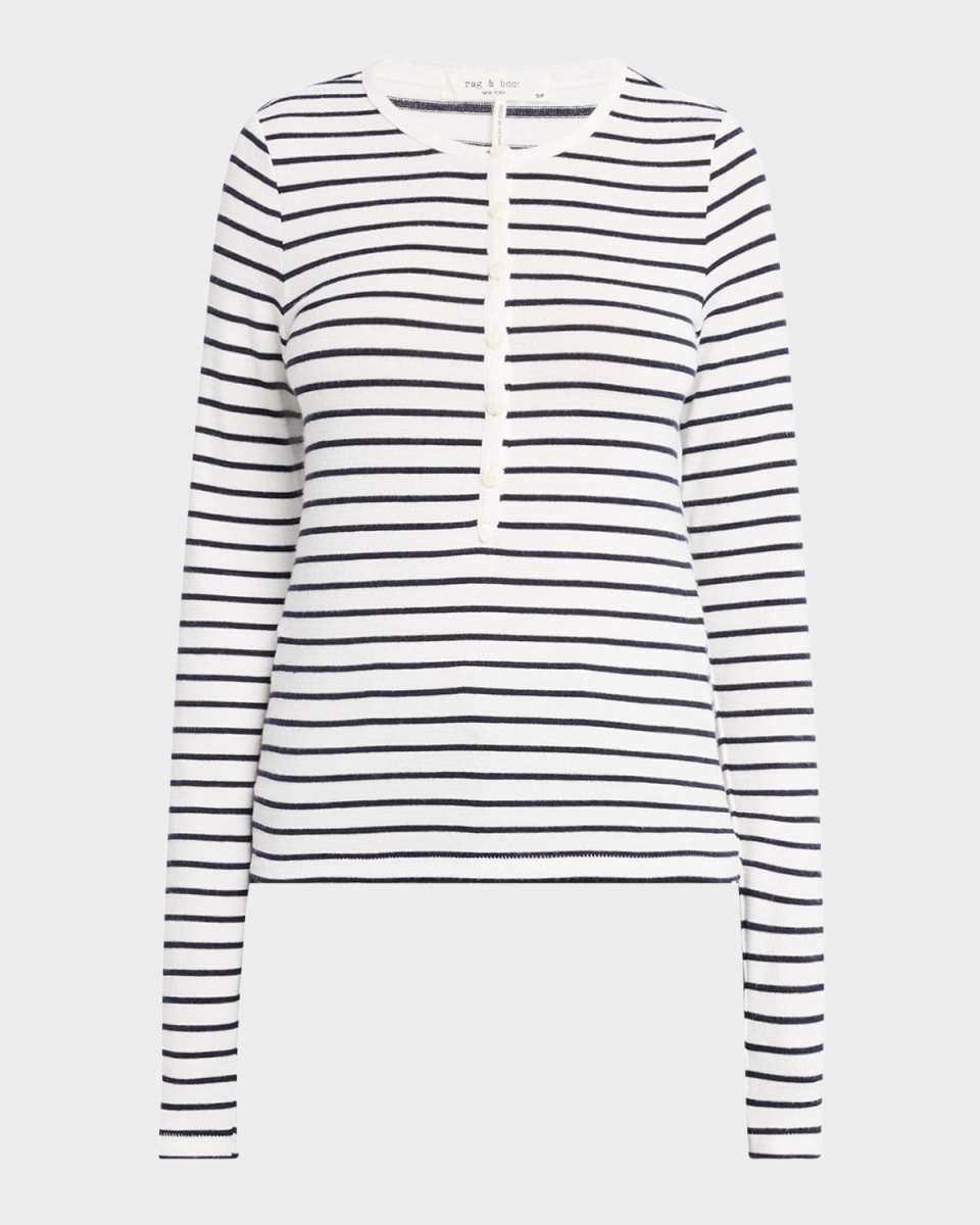 The Knit Stripe Henley Top